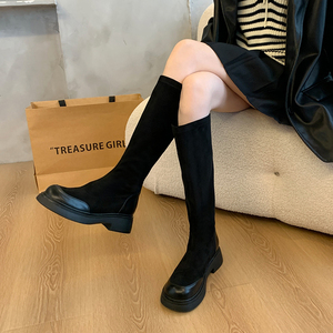 <span class=keywords><strong>Bottes</strong></span> <span class=keywords><strong>hautes</strong></span> en daim pour femmes, taille 35-45, 712-9, mollet large, semelle épaisse, fermeture éclair latérale, coupe large, chaussures décontractées d'hiver pour femmes - Product Image 3