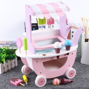 Ensemble de jouets de <span class=keywords><strong>cuisine</strong></span> en bois, 20 pièces, jeu de rôle éducatif de <span class=keywords><strong>simulation</strong></span>, cadeau d'anniversaire, glacée rose, chariot - Product Image 3