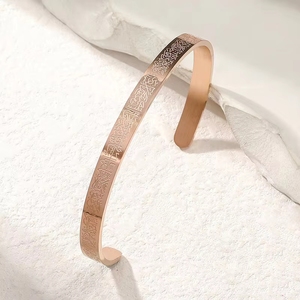Bracelets de mode en acier inoxydable 316 plaqué or avec gravure Ayatul <span class=keywords><strong>Kursi</strong></span> Allah, bijoux coraniques pour femmes - Product Image 5