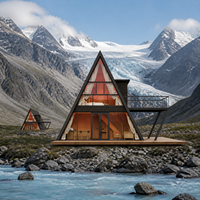 Villa de Ferme de Campagne Haut de Gamme Modulaire Préfabriquée pour Hôtel et Hébergement d'Invités Projet S990 Pro Maison en A-Frame
