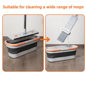 Seau de vadrouille pliable avec poignée avec roues pour le nettoyage de la maison Portable rectangulaire panier pratique seau en plastique vadrouille de nettoyage - Product Image 3