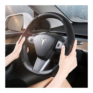 Est-cubiertas de cuero para volante de coche, accesorios de interior de gamuza de lujo para Tesla modelo 3 y, venta al por mayor - Product Image 1