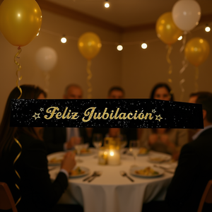 Cinta Negra con Letras Doradas para Decoración de Fiesta de Jubilación, Elegante, 12 Piezas por Bolsa - Product Image 3