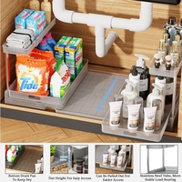 Organisateur de placard coulissant à 2 niveaux, étagère de rangement multi-usages pour cuisine, salle de bain, maison, sous l'évier