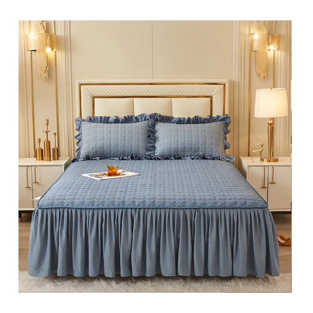 Wholesale High Quality King Size Adjustable Elastic Ruffled Bed Skirt Bed Cover
