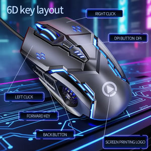 Ratón con Sensor Optoelectrónico con Cable G5, Silencioso, Seis Teclas Luminosas, para Juegos, Deportes Electrónicos, para Computadora Portátil y de Escritorio - Product Image 3