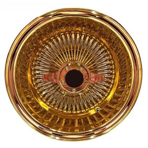 Nouvelle jante à rayons gravée 13x5.5 13x7 14x6 14x7 entièrement dorée à 72 rayons, à rayonnage croisé et droit, à déport profond, pour voiture classique - Product Image 4