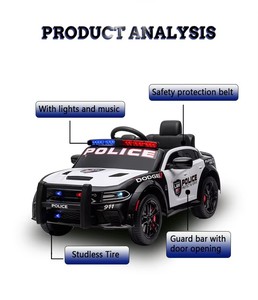 Voiture de <span class=keywords><strong>police</strong></span> électrique télécommandée 12V unisexe pour enfants de 3 à 12 ans, jouet à roulettes en plastique avec roues à batterie - Product Image 6