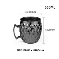 Mug à Moscow Mule de qualité supérieure, écologique, avec poignée dorée, design simple, en cuivre martelé, idéal pour les soirées.