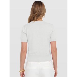 FOXA Pull court à manches courtes pour femme, col rond, léger, décontracté, respirant, en tricot - Product Image 6