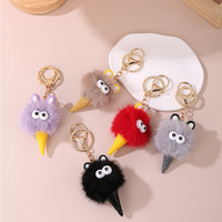 Porte-clés 3D mignon en peluche pour crème glacée, jouet de dessin animé en peluche, pendentif créatif, sac de voiture, décoration