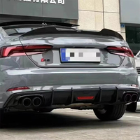 Diffuser Belakang Tekstur Serat Karbon Tampilan Gloss Black untuk Audi A5 S5 B9 Sline 2017 2018 2019