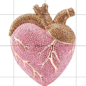 Women Romantic Heart Crystal <b>Clutch</b> Purse Shinny Rhinestones Evening Bag for <b>Wedding</b> Halloween Night Out Chain Strap - Product Image 1