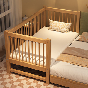 Nuevo diseño de madera maciza de nogal, cuna junto a la cama para niños con barandilla, cuna para bebés, niños y niñas, cama individual Extra - Product Image 2