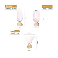 Verre à vin rouge transparent doré avec base en forme de coupelle à glace, idéal pour cocktails, restaurants, hôtels ou fêtes