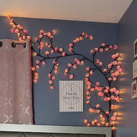 Lampu String LED Bunga Sakura 1,6 Meter 72 Lampu untuk Dekorasi Pesta & Acara Indoor Grosir