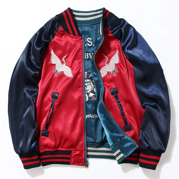 OEM poly 2021 mens reversible jacket, japanese style old school fashion reversible jacket