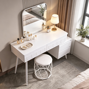 Modern <b>Makeup</b> <b>Vanity</b> With Lighted <b>Mirror</b> Storage Drawers Bedroom Dressing Table With Stool - Product Image 6