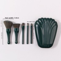 Ensemble de 5 pinceaux de maquillage ultra-doux en poils synthétiques de haute qualité, portables, en forme de coquille, pour fard à paupières, poudre libre et blush