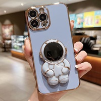 Coque de téléphone ELGZ en TPU+PC électroplaqué avec anneau support et cadre de protection d'appareil photo pour SAM A32/A53 5G, compatible charge sans fil, design Astronaute