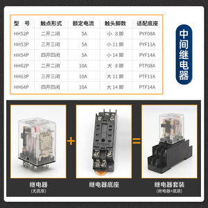 Miniature Electromagnetic Relay AC220V DC24V HH52P 600V Sealed General Purpose - Product Image 3