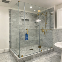 Kabin Shower Kaca Tempered 8mm Tanpa Bingkai Ukuran Khusus Modern dengan Engsel Pintu untuk Proyek Kamar Mandi Hotel