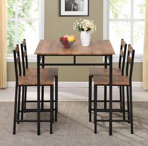 Ensemble de table à manger 5 pièces pour 4 personnes avec table de cuisine et 4 chaises de salle à manger et cadre en métal - Product Image 5