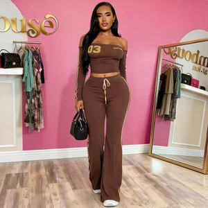 Nuevo Conjunto Casual <span class=keywords><strong>de</strong></span> Dos Piezas para Mujer, Top <span class=keywords><strong>de</strong></span> Manga Larga y Pantalones <span class=keywords><strong>de</strong></span> Alta Elasticidad, Estilo Y2K, Ropa Urbana - Product Image 1
