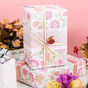 Papel de cobre de doble cara con diseño floral rosa para envolver regalos para niñas, Día de la Madre y Día de San Valentín - Product Image 4
