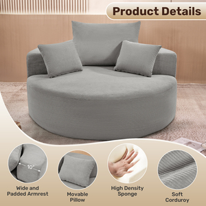 Sofá Nube Grande Moderno, Sillón Puff de Corduroy, Sofá Lounge Moderno Relleno de Espuma Suave con Respaldo para Sala de Estar - Product Image 5