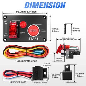 12V voiture de course <span class=keywords><strong>bateau</strong></span> Marine 2 en 1 <span class=keywords><strong>moteur</strong></span> bouton poussoir relais faisceau de câblage LED allumage interrupteur à bascule panneau - Product Image 5