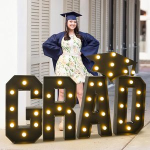 Letras Luminosas DAMAI GRAD para Decoración de Graduación, Letras Grandes Tipo Marquee para Gorra de Graduación, Clase GRAD - Product Image 1