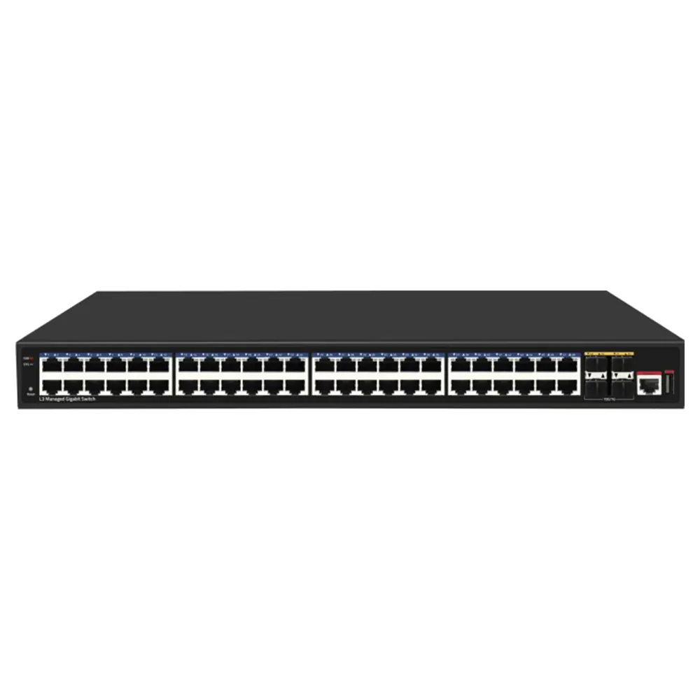 52 Port 10G Uplink 48 Port mendukung IPV4 IPV6 AC100-240V Gigabit L3 terkelola Ethernet Switch