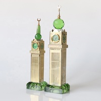 Modèle de la tour de l'horloge de la Mecque en cristal avec base lumineuse LED pour les souvenirs islamiques d'Abraj Al Bait