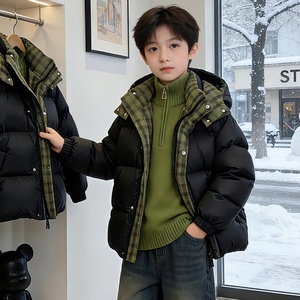 Veste d'hiver pour adolescents, coupe-vent à <span class=keywords><strong>capuche</strong></span> amovible sans lavage, fermeture éclair, épaisse et chaude, rembourrée en coton, pour enfants plus âgés - Product Image 6