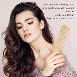 Peigne à cheveux en bambou naturel, peigne antistatique, peigne à dents larges, peigne pour le soin de la <span class=keywords><strong>barbe</strong></span>, <span class=keywords><strong>brosse</strong></span> à cheveux - Product Image 3