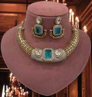Ensemble de collier traditionnel en laiton plaqué or, style indien, tendance, pour mariage, fête et fiançailles, pour femmes, réglable