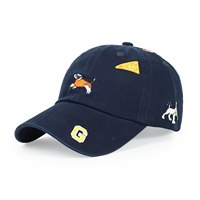 Casquettes de baseball personnalisées 6 panneaux réglables 100% coton, casquette de baseball souple en coton lavé, couleur unie, logo personnalisé, broderie chien