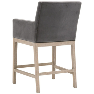 Drake Counter <b>Stool</b> - solid oak Wood and Velvet/Plush ,Caramel Velvet Durable High Bar <b>Stool</b> for Home Bar & <b>Dining</b> Room - Product Image 4