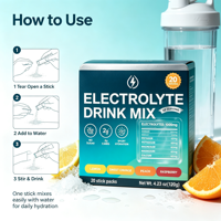 Sachets de mélange de boisson électrolytique sans sucre, certifiés GMP ISO, pour hydratation et récupération énergétique, avec potassium et magnésium, marque distributeur OEM ODM