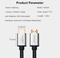Câble haute vitesse HDMI mâle vers HDMI mâle UHD 8K 3D 2160P 1M jusqu'à 3M pour ordinateur moniteur TV câble HDMI V2.1