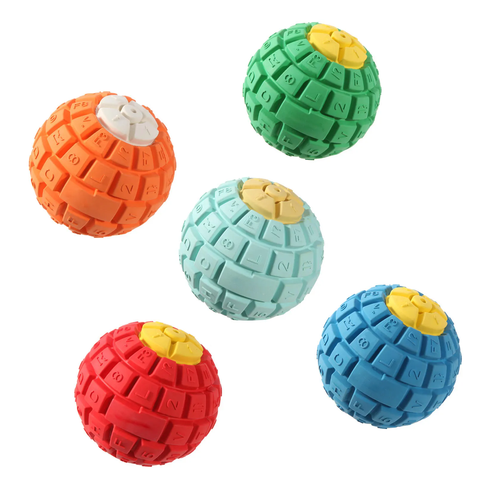 2024 New design Indestructible Dog Toys Rubber Squeaky Dog Chew Toys Keyboard Dog Balls Durable Tough Teething Cleaning Toys