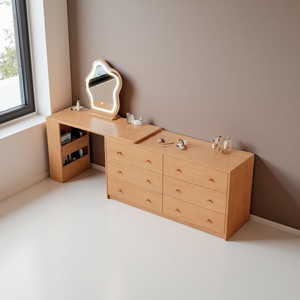 Juego de Muebles de Madera Maciza Estilo Wabi-Sabi Hechos a Medida, Incluye una Cama, Mesa de Noche, Armario y Escritorio. - Product Image 3