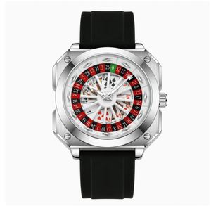 Reloj de Pulsera de Cuarzo con Correa de Silicona, Diseño de Ruleta Giratoria, Moderno y a la Moda para Hombre, Indicación de 24 Horas - Product Image 4