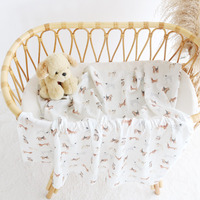 Couverture d'emmaillotage en mousseline 70% bambou 30% coton à motif animalier 47x47 pouces pour nouveau-né 0-12 mois - Anti-boulochage, portable, toutes saisons