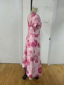 Vestido largo elegante con estampado de flores para mujer otoño nuevo estilo palaciego con mangas cortas de espuma Maxi longitud ropa de <span class=keywords><strong>Boutique</strong></span> al por mayor - Product Image 5