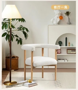 Sillas Modernas de Lujo VL con Tapicería de Lana de <span class=keywords><strong>Cordero</strong></span> para Cafetería y Restaurante, Silla de Comedor con Brazos de Diseño Escandinavo - Product Image 3