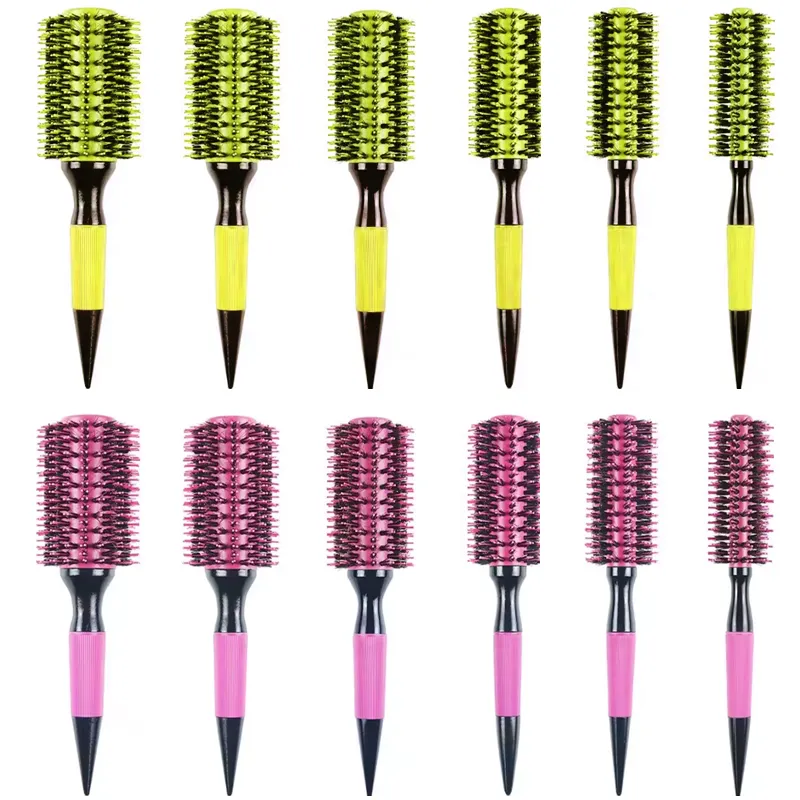 6 Tailles Professionnel Salon Styling Outils Brosse À Cheveux Ronde En Céramique lron Barrel Brosse 2 couleurs Brésil Cheveux Curlerl