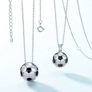 Collar con Colgante de Balón de Fútbol de Plata de Ley 925, Estilo Hip Hop, Nano Balón de Fútbol Negro, para Hombre y Mujer - Product Image 5