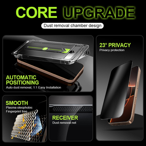 Pellicola Protettiva in Vetro Temperato 9H Privacy con Rimozione Polvere, Facile Applicazione per <span class=keywords><strong>iPhone</strong></span> 14 15 17 <span class=keywords><strong>Pro</strong></span> <span class=keywords><strong>Max</strong></span> e Samsung - Product Image 2